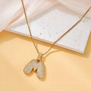 Gold Pavé Initial M Pendant Necklace - Women's Jewelry